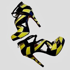 Leather Patchwork Stiletto Heels